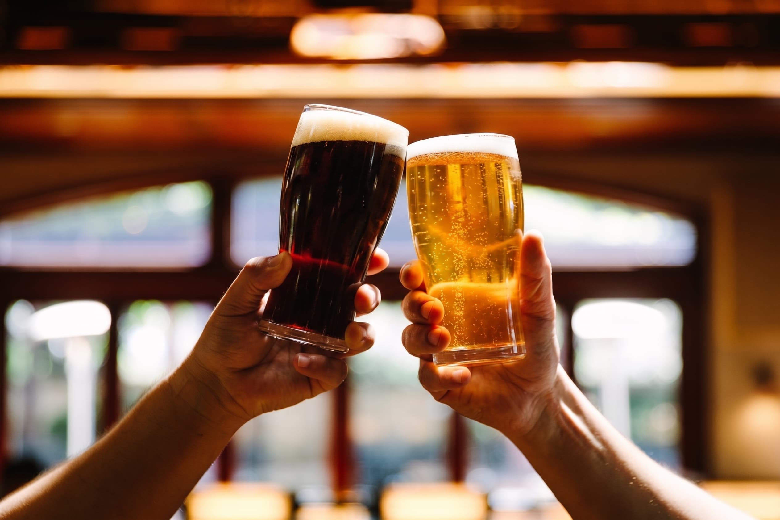 Cervezas Jabato West Coast IPA y Porter brindando